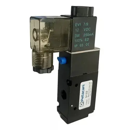 Electroválvula 3 Vías 2 Posiciones C/bobina 12v Roscas 1/8