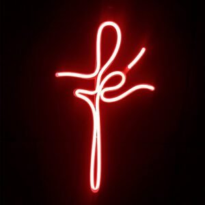 Cartel Led Neón Fé Cruz 30cm Rojo 24v P/camión P/parabrisas