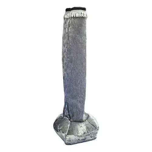 Cubre Palanca Largo Para Camión Velvet Gris Con Fleco Blanco
