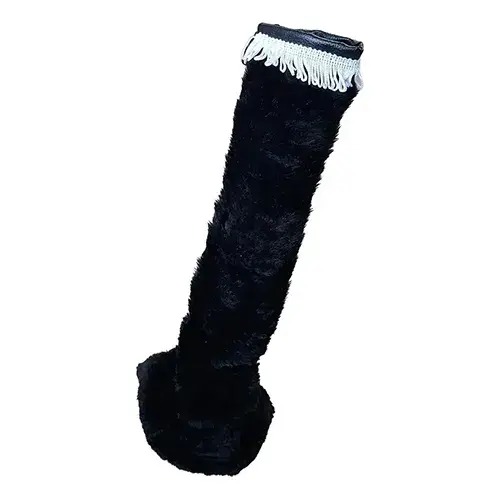 Cubre Palanca Largo Para Camión Peluche Negro C/fleco Blanco