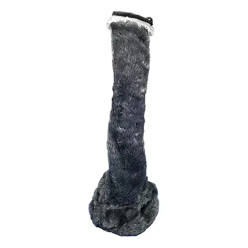 Cubre Palanca Largo Para Camión Peluche Gris C/fleco Blanco